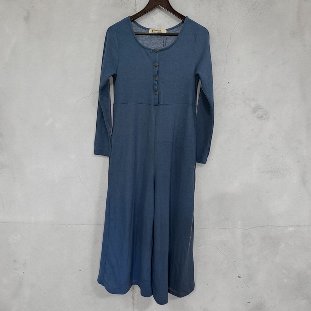 Three Bird Nest Dusty Blue Scoop-Neck Midi Jumpsuit